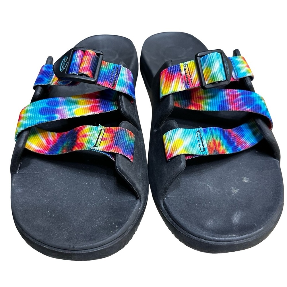 Chaco Chillos Black Tie Dye Slides Size 6 Slip On Comfort Water Shoes